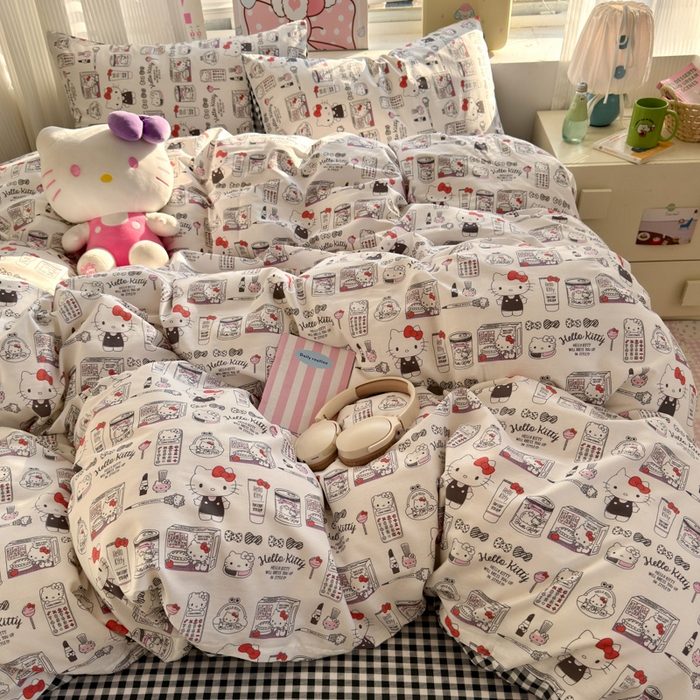 91家纺网 家纺一手货源 找家纺 曼之夏 2026新款全棉三丽鸥正版授权卡通四件套 都市凯蒂