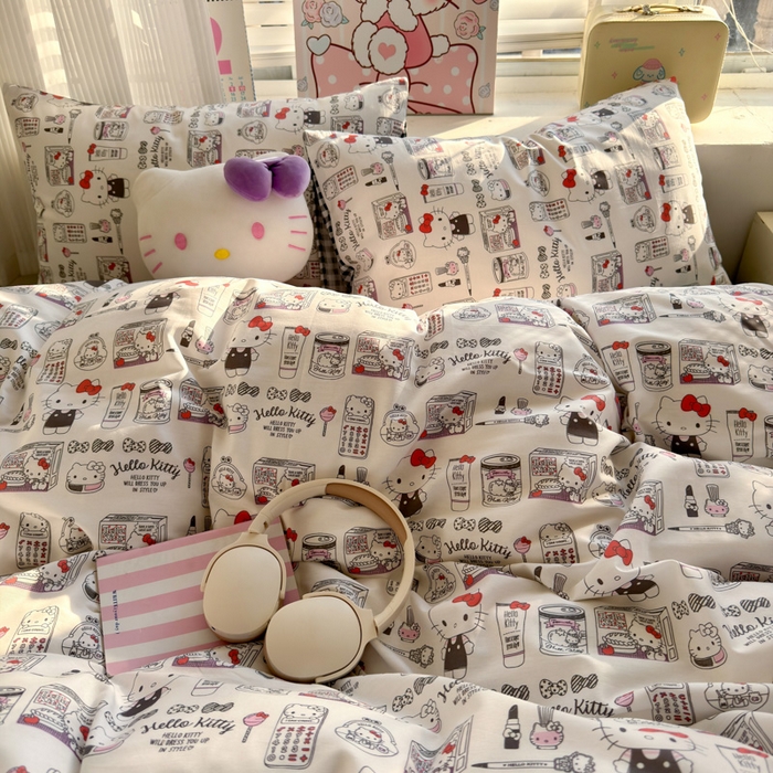 91家纺网 家纺一手货源 找家纺 曼之夏 2026新款全棉三丽鸥正版授权卡通四件套 都市凯蒂