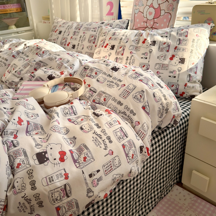 91家纺网 家纺一手货源 找家纺 曼之夏 2026新款全棉三丽鸥正版授权卡通四件套 都市凯蒂