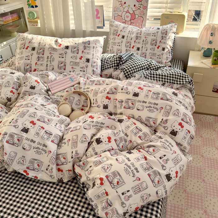 91家纺网 家纺一手货源 找家纺 曼之夏 2026新款全棉三丽鸥正版授权卡通四件套 都市凯蒂