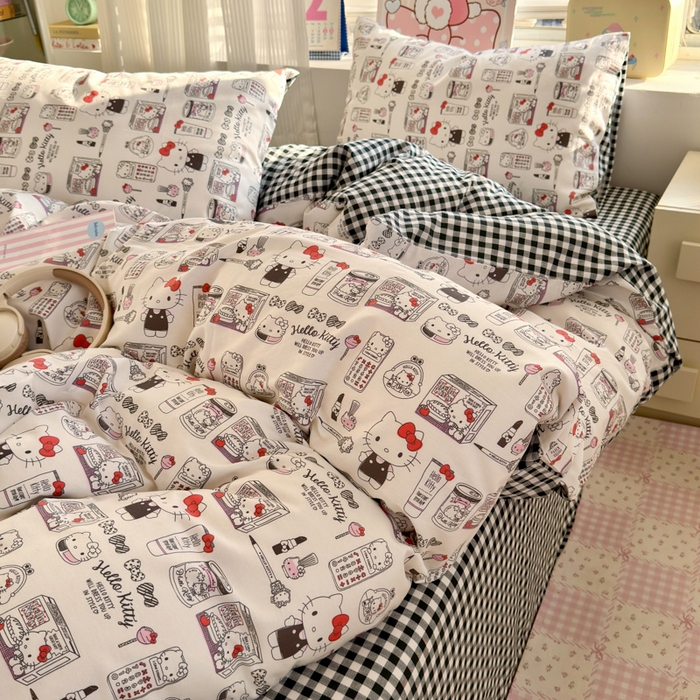 91家纺网 家纺一手货源 找家纺 曼之夏 2026新款全棉三丽鸥正版授权卡通四件套 都市凯蒂