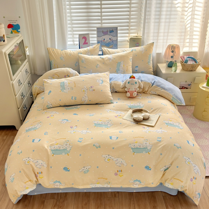 91家纺网 家纺一手货源 找家纺 曼之夏 2026新款全棉三丽鸥正版授权卡通四件套 蝴蝶结大耳狗