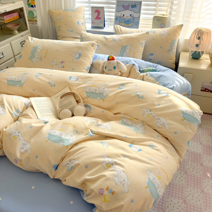 91家纺网 家纺一手货源 找家纺 曼之夏 2026新款全棉三丽鸥正版授权卡通四件套 蝴蝶结大耳狗