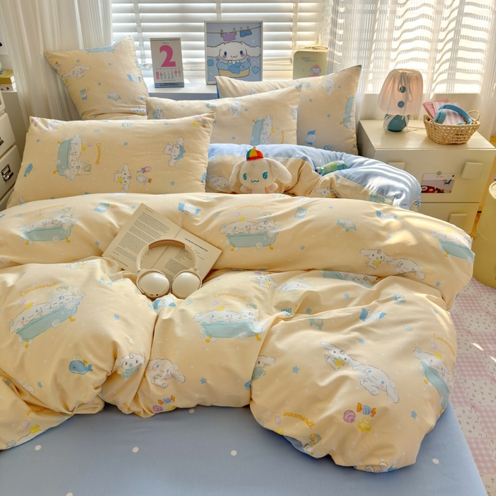 91家纺网 家纺一手货源 找家纺 曼之夏 2026新款全棉三丽鸥正版授权卡通四件套 蝴蝶结大耳狗