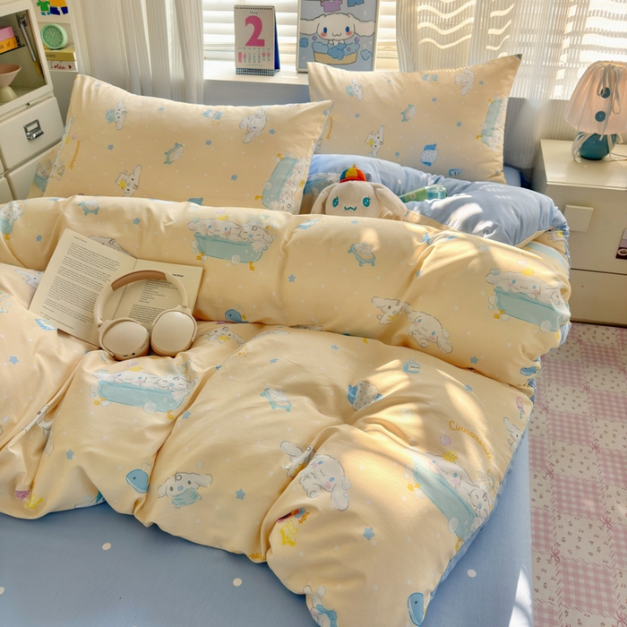 91家纺网 家纺一手货源 找家纺 曼之夏 2026新款全棉三丽鸥正版授权卡通四件套 蝴蝶结大耳狗