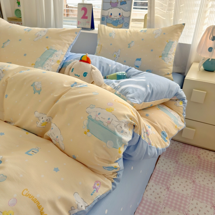 91家纺网 家纺一手货源 找家纺 曼之夏 2026新款全棉三丽鸥正版授权卡通四件套 蝴蝶结大耳狗