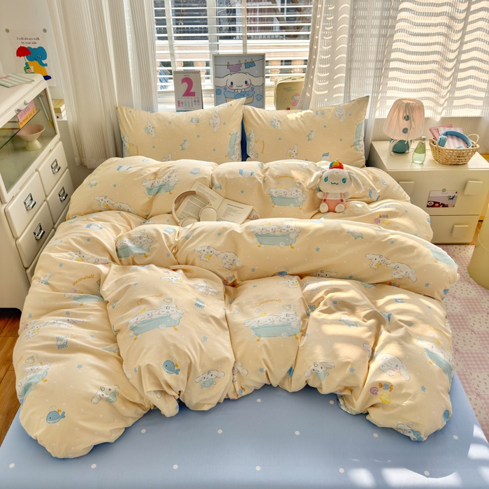 91家纺网 家纺一手货源 找家纺 曼之夏 2026新款全棉三丽鸥正版授权卡通四件套 蝴蝶结大耳狗