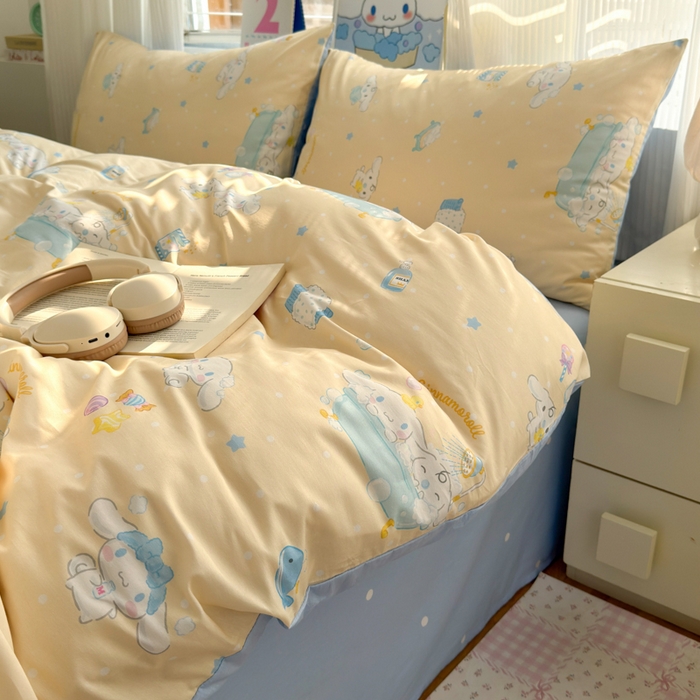 91家纺网 家纺一手货源 找家纺 曼之夏 2026新款全棉三丽鸥正版授权卡通四件套 蝴蝶结大耳狗