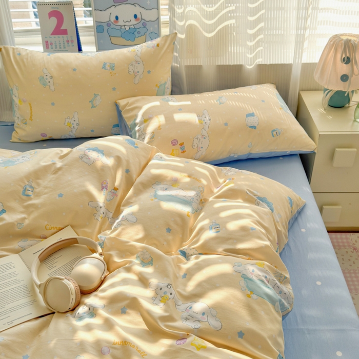 91家纺网 家纺一手货源 找家纺 曼之夏 2026新款全棉三丽鸥正版授权卡通四件套 蝴蝶结大耳狗