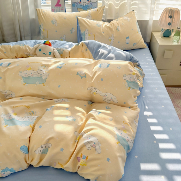 91家纺网 家纺一手货源 找家纺 曼之夏 2026新款全棉三丽鸥正版授权卡通四件套 蝴蝶结大耳狗