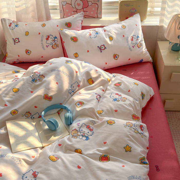 91家纺网 家纺一手货源 找家纺 曼之夏 2026新款全棉三丽鸥正版授权卡通四件套 凯蒂果果