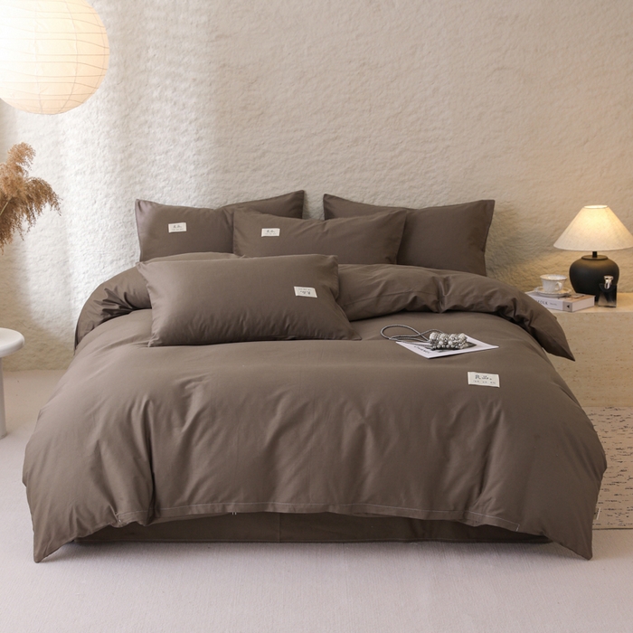 91家纺网 家纺一手货源 找家纺 眠博士 2026新款轻奢简约全棉40支拼色四件套 全棉拼色-春泥色