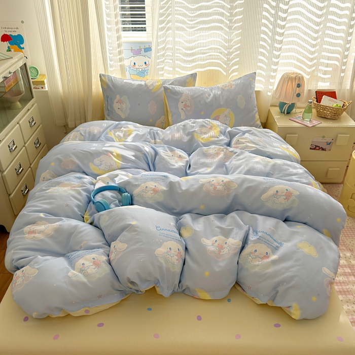 91家纺网 家纺一手货源 找家纺 曼之夏 2026新款全棉三丽鸥正版授权卡通四件套 晚安大耳狗