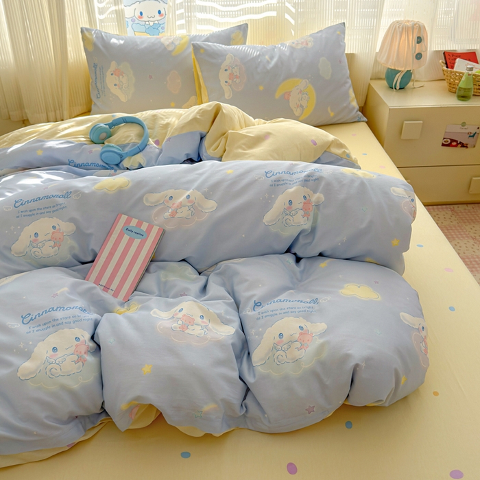 91家纺网 家纺一手货源 找家纺 曼之夏 2026新款全棉三丽鸥正版授权卡通四件套 晚安大耳狗