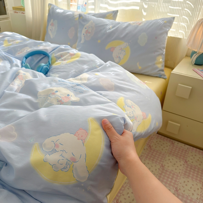 91家纺网 家纺一手货源 找家纺 曼之夏 2026新款全棉三丽鸥正版授权卡通四件套 晚安大耳狗