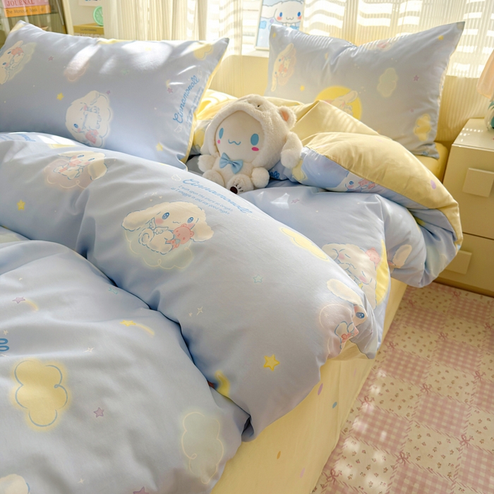 91家纺网 家纺一手货源 找家纺 曼之夏 2026新款全棉三丽鸥正版授权卡通四件套 晚安大耳狗