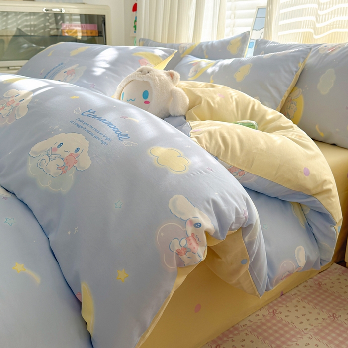 91家纺网 家纺一手货源 找家纺 曼之夏 2026新款全棉三丽鸥正版授权卡通四件套 晚安大耳狗