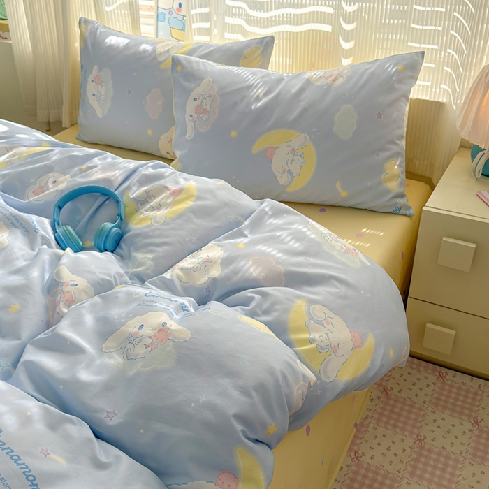 91家纺网 家纺一手货源 找家纺 曼之夏 2026新款全棉三丽鸥正版授权卡通四件套 晚安大耳狗