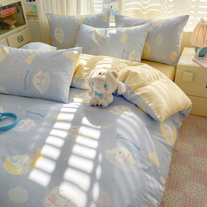 91家纺网 家纺一手货源 找家纺 曼之夏 2026新款全棉三丽鸥正版授权卡通四件套 晚安大耳狗