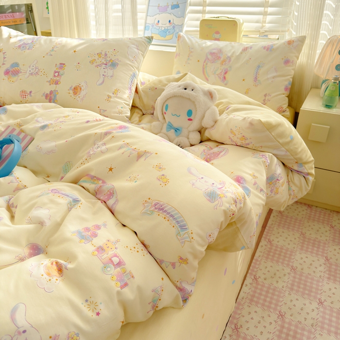 91家纺网 家纺一手货源 找家纺 曼之夏 2026新款全棉三丽鸥正版授权卡通四件套 游乐园大耳狗