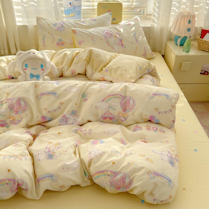 91家纺网 家纺一手货源 找家纺 曼之夏 2026新款全棉三丽鸥正版授权卡通四件套 游乐园大耳狗