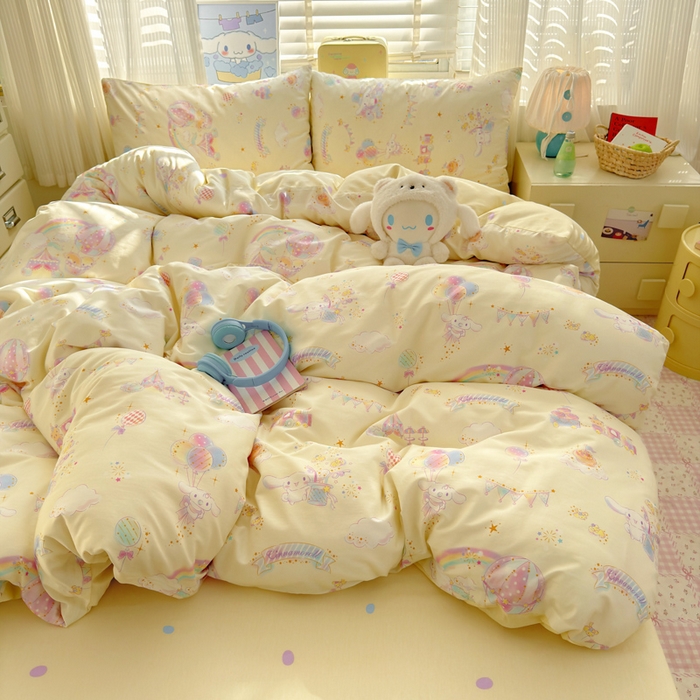 91家纺网 家纺一手货源 找家纺 曼之夏 2026新款全棉三丽鸥正版授权卡通四件套 游乐园大耳狗