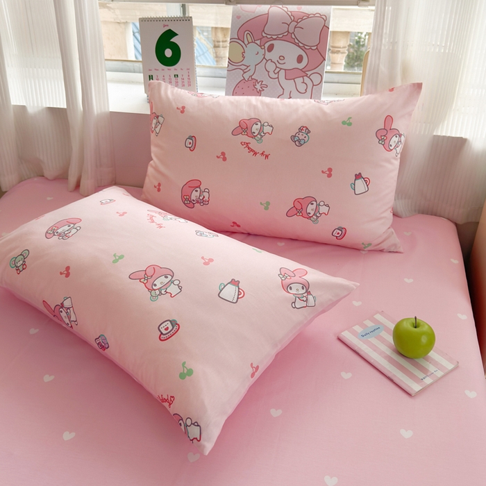 91家纺网 家纺一手货源 找家纺 曼之夏 2026新款全棉三丽鸥正版授权卡通四件套 元气美乐蒂