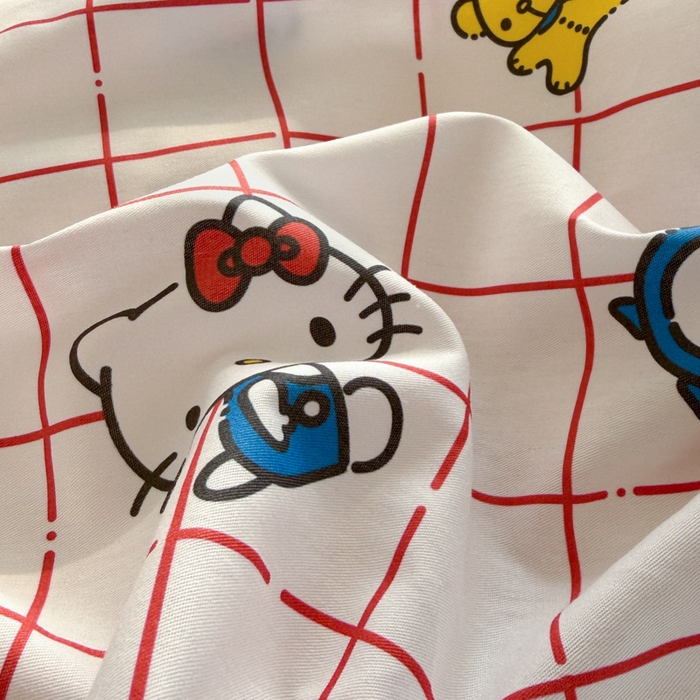 91家纺网 家纺一手货源 找家纺 曼之夏 2026新款全棉三丽鸥正版授权卡通四件套 运动凯蒂