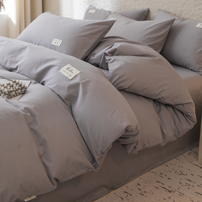 91家纺网 家纺一手货源 找家纺 眠博士 2026新款轻奢简约全棉40支拼色四件套 全棉拼色-银灰色