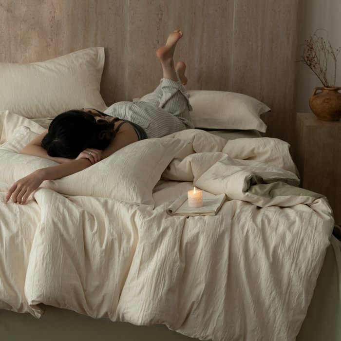 91家纺网 家纺一手货源 找家纺 爱思佳 2026新款A类全棉60s浮雕亮面提花系列四件套 里约-绿