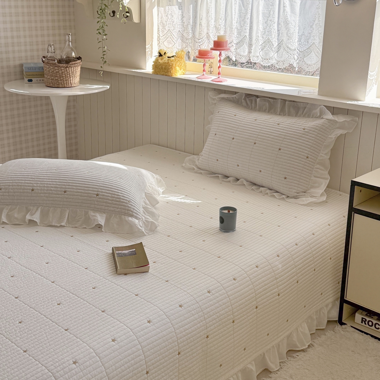 91家纺网 家纺一手货源 找家纺 （总）琳可家居 2026新款双面60S全棉水洗棉刺绣床盖三件套可搭配同款夏被A类-星空间系列