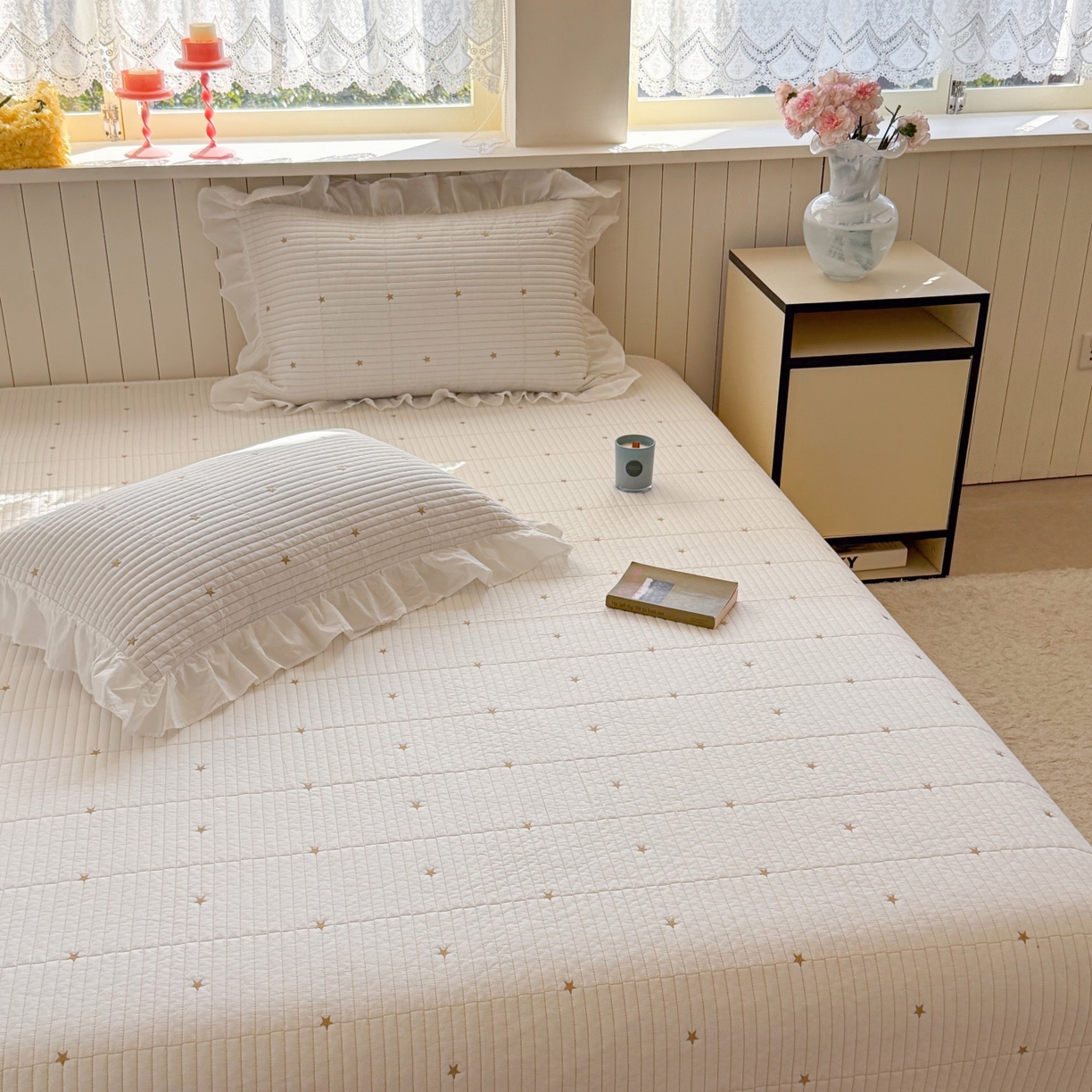 91家纺网 家纺一手货源 找家纺 （总）琳可家居 2026新款双面60S全棉水洗棉刺绣床盖三件套可搭配同款夏被A类-星空间系列