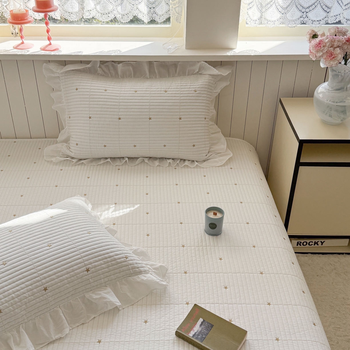 91家纺网 家纺一手货源 找家纺 （总）琳可家居 2026新款双面60S全棉水洗棉刺绣床盖三件套可搭配同款夏被A类-星空间系列