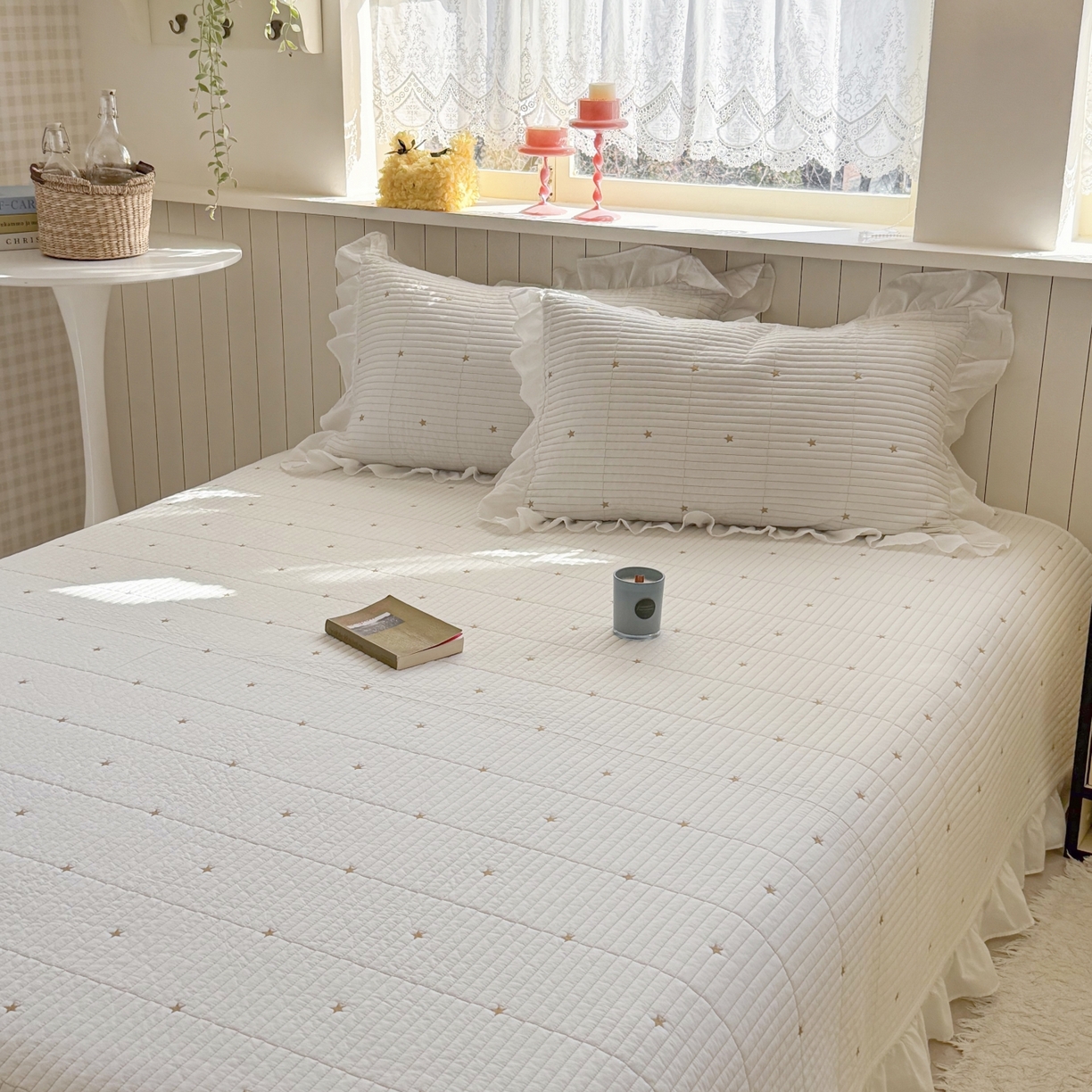 91家纺网 家纺一手货源 找家纺 （总）琳可家居 2026新款双面60S全棉水洗棉刺绣床盖三件套可搭配同款夏被A类-星空间系列