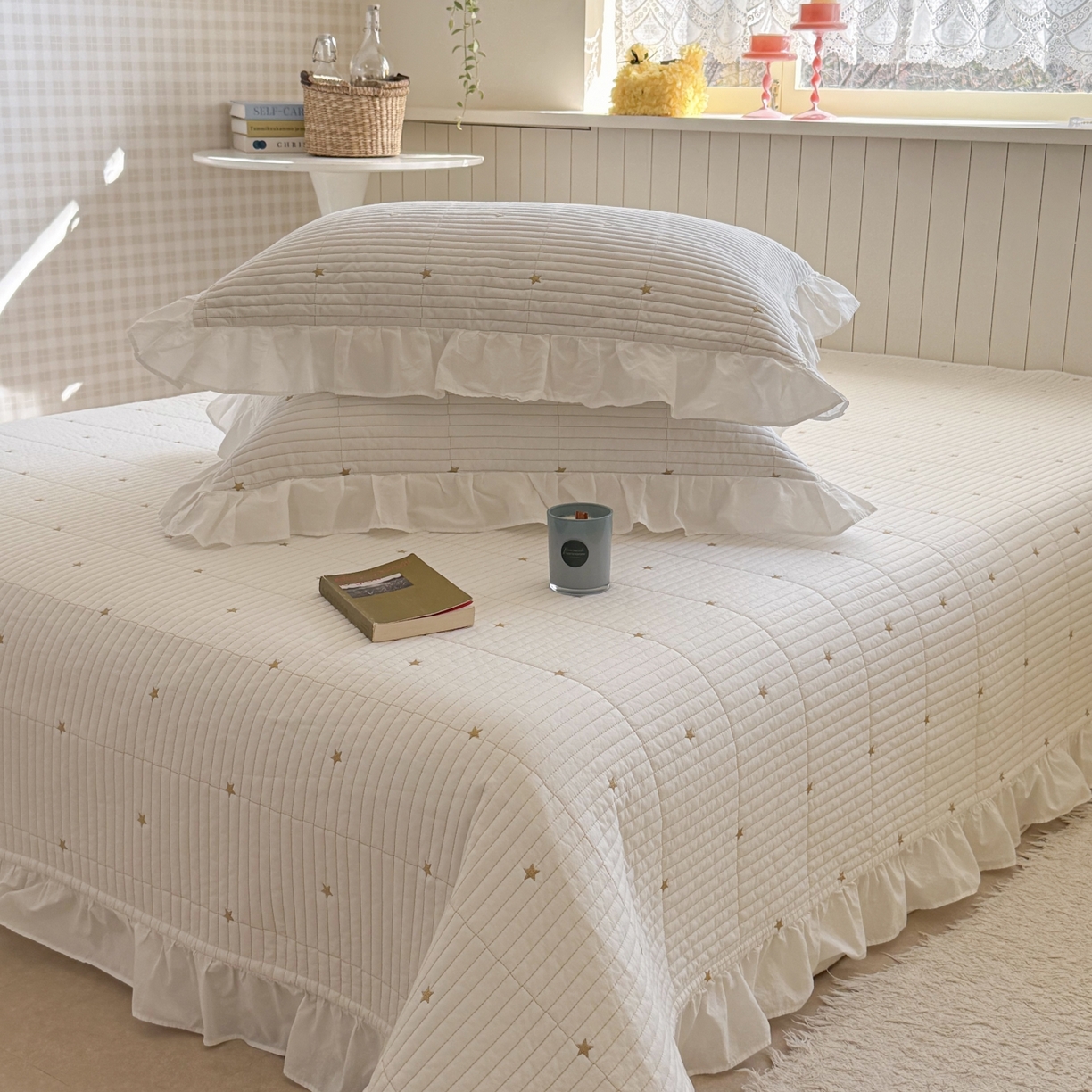 91家纺网 家纺一手货源 找家纺 （总）琳可家居 2026新款双面60S全棉水洗棉刺绣床盖三件套可搭配同款夏被A类-星空间系列