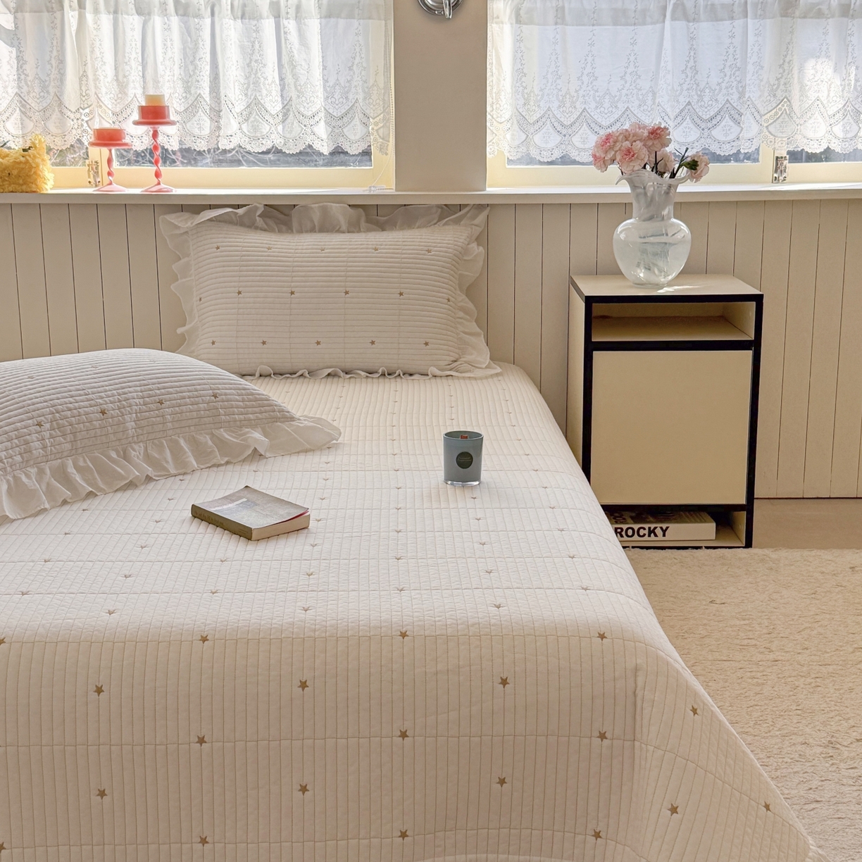 91家纺网 家纺一手货源 找家纺 （总）琳可家居 2026新款双面60S全棉水洗棉刺绣床盖三件套可搭配同款夏被A类-星空间系列