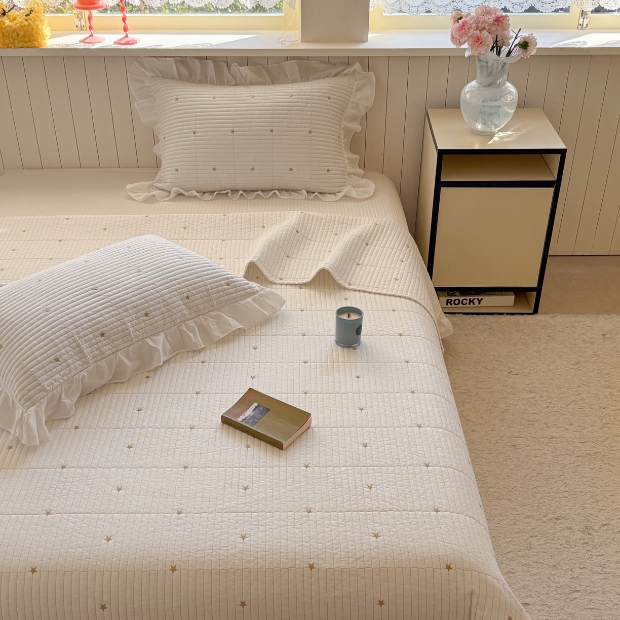 91家纺网 家纺一手货源 找家纺 （总）琳可家居 2026新款双面60S全棉水洗棉刺绣床盖三件套可搭配同款夏被A类-星空间系列