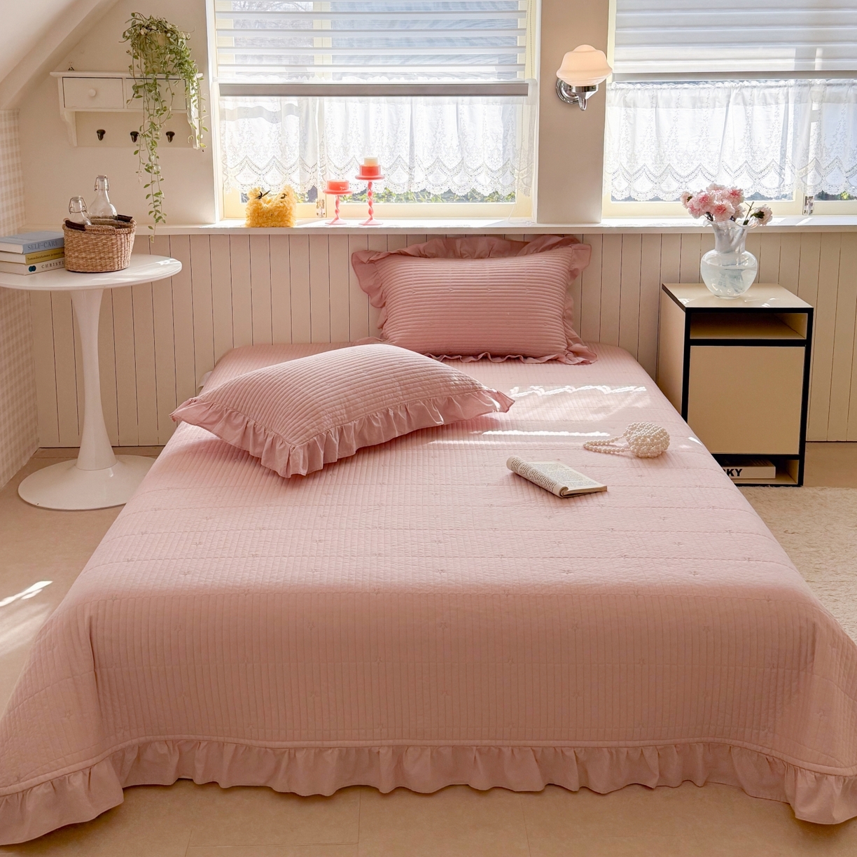 91家纺网 家纺一手货源 找家纺 （总）琳可家居 2026新款双面60S全棉水洗棉刺绣床盖三件套可搭配同款夏被A类-星空间系列