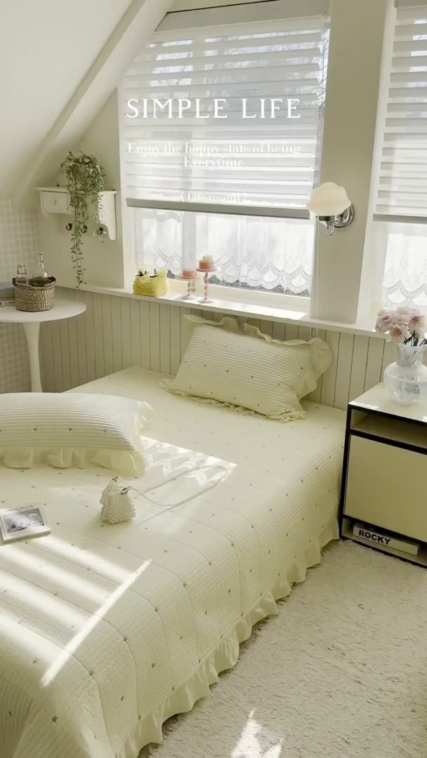 91家纺网 家纺一手货源 找家纺 琳可家居 2026新款双面60S全棉水洗棉刺绣床盖三件套可搭配同款夏被A类-星空间系列 星空间-浅黄