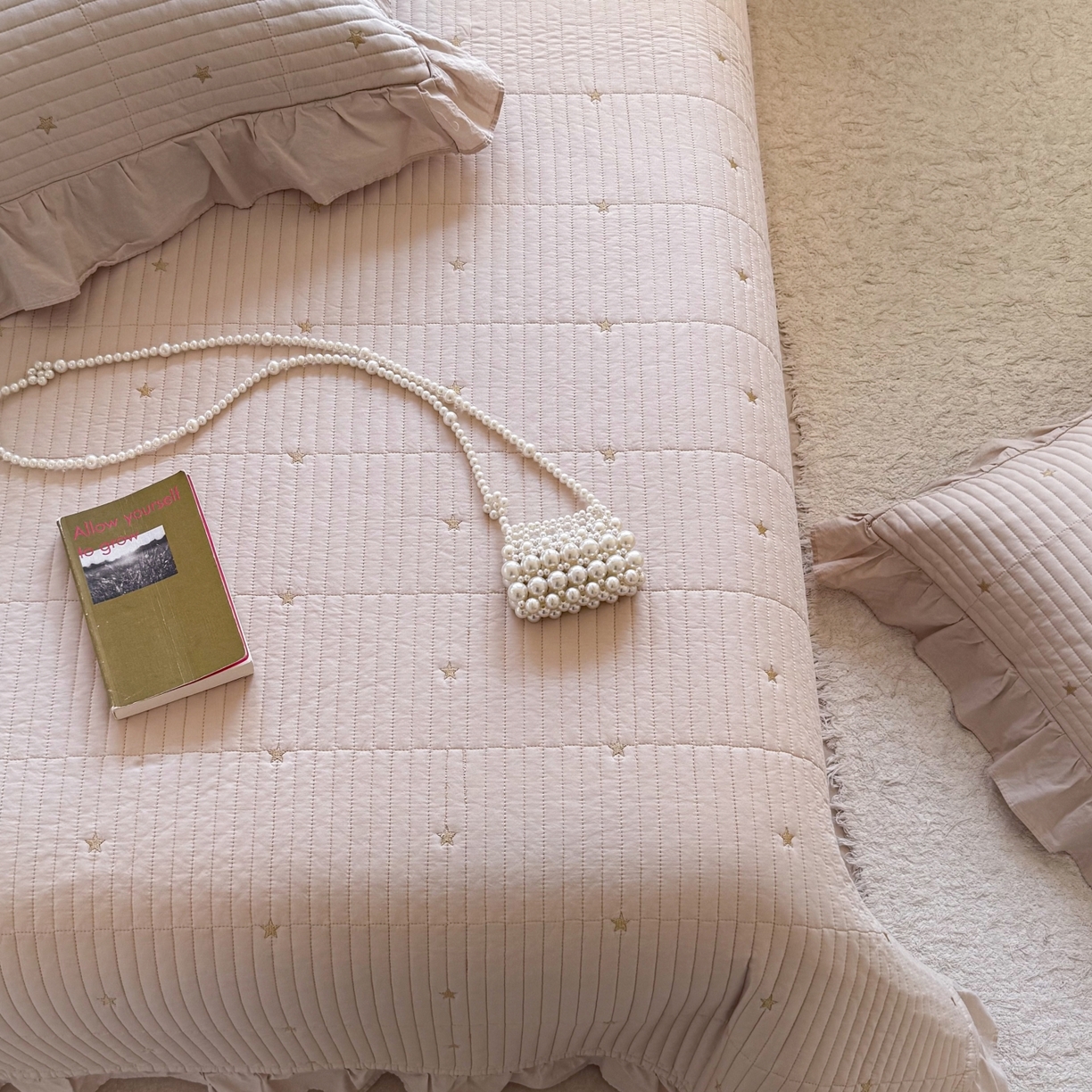 91家纺网 家纺一手货源 找家纺 琳可家居 2026新款双面60S全棉水洗棉刺绣床盖三件套可搭配同款夏被A类-星空间系列 星空间-浅咖