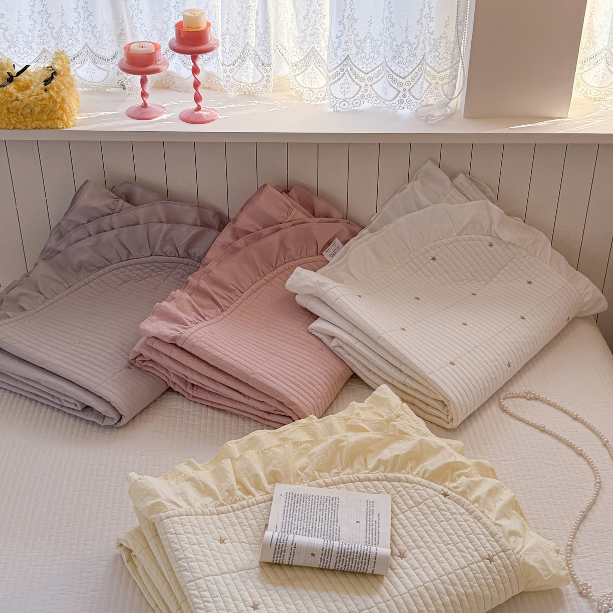 91家纺网 家纺一手货源 找家纺 琳可家居 2026新款双面60S全棉水洗棉刺绣床盖三件套可搭配同款夏被A类-星空间系列 组合