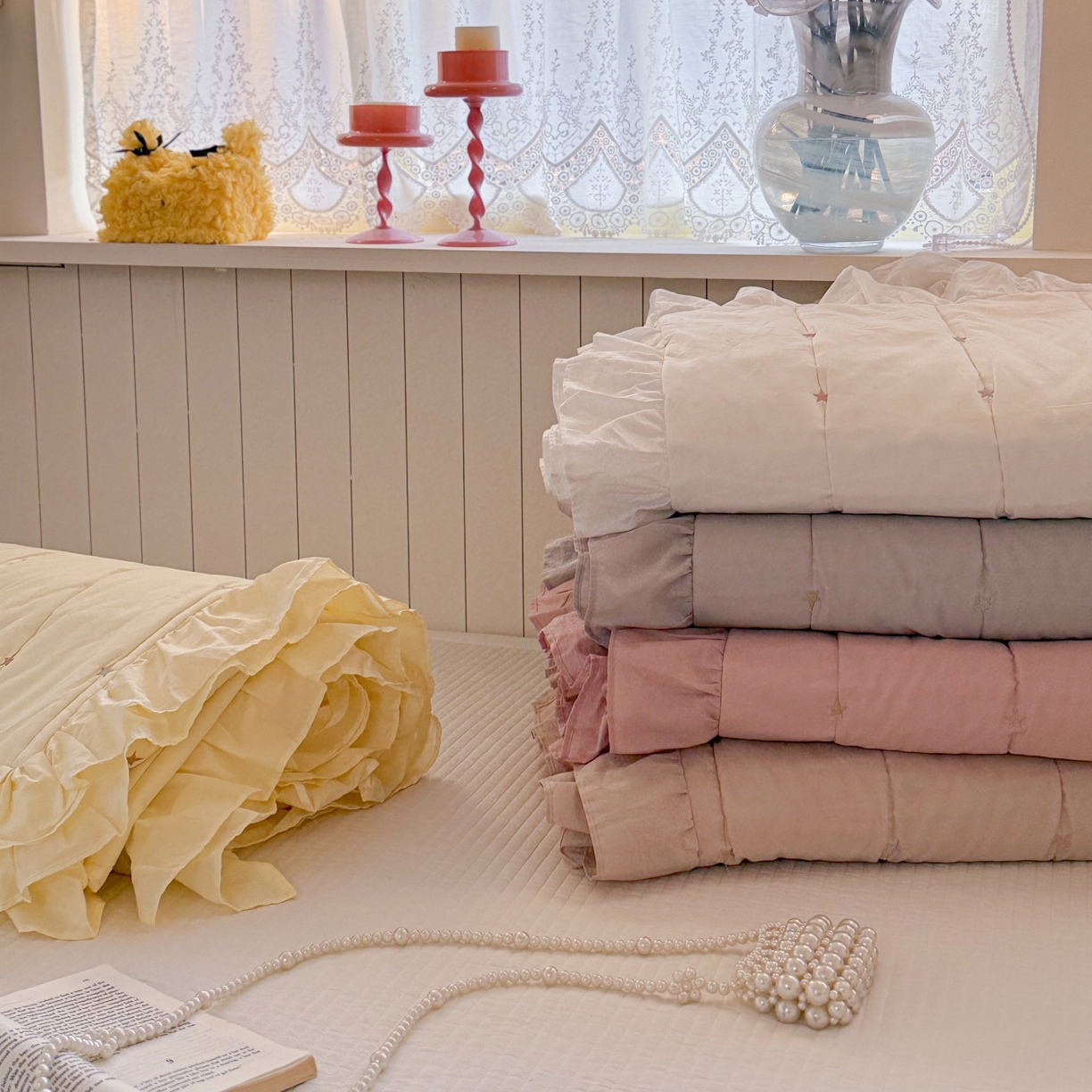 91家纺网 家纺一手货源 找家纺 琳可家居 2026新款双面60S全棉水洗棉刺绣床盖三件套可搭配同款夏被A类-星空间系列 组合