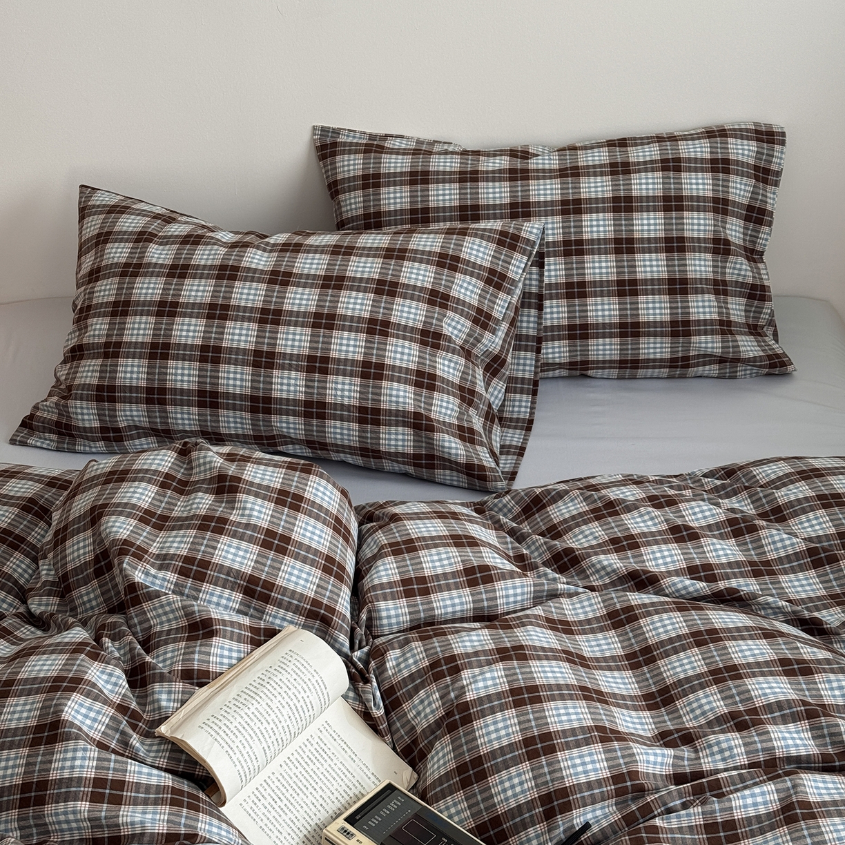 （总）蜜宿 2026新款全棉色织水洗棉四件套-薄荷微光