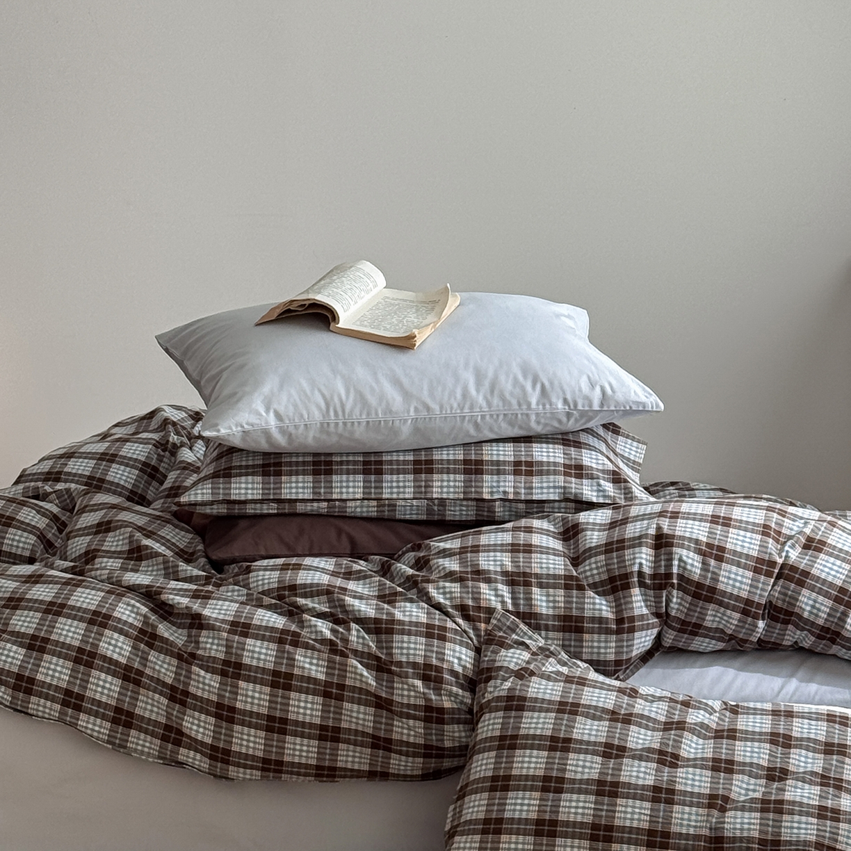 91家纺网 家纺一手货源 找家纺 （总）蜜宿 2026新款全棉色织水洗棉四件套-薄荷微光