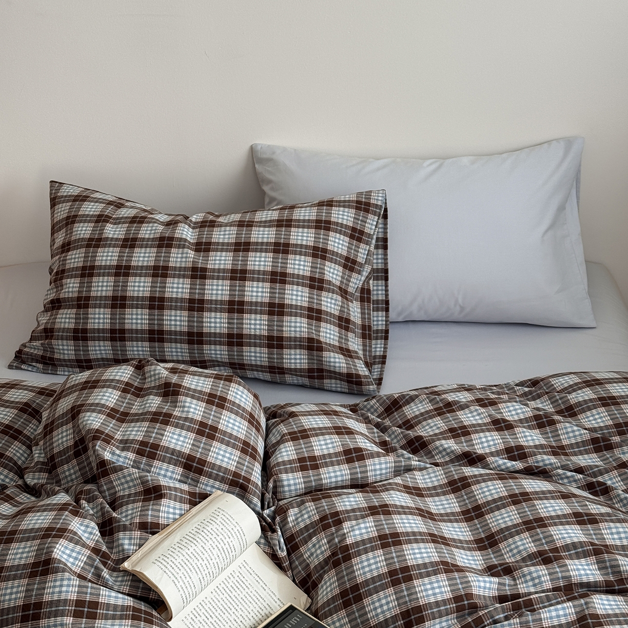 91家纺网 家纺一手货源 找家纺 （总）蜜宿 2026新款全棉色织水洗棉四件套-薄荷微光