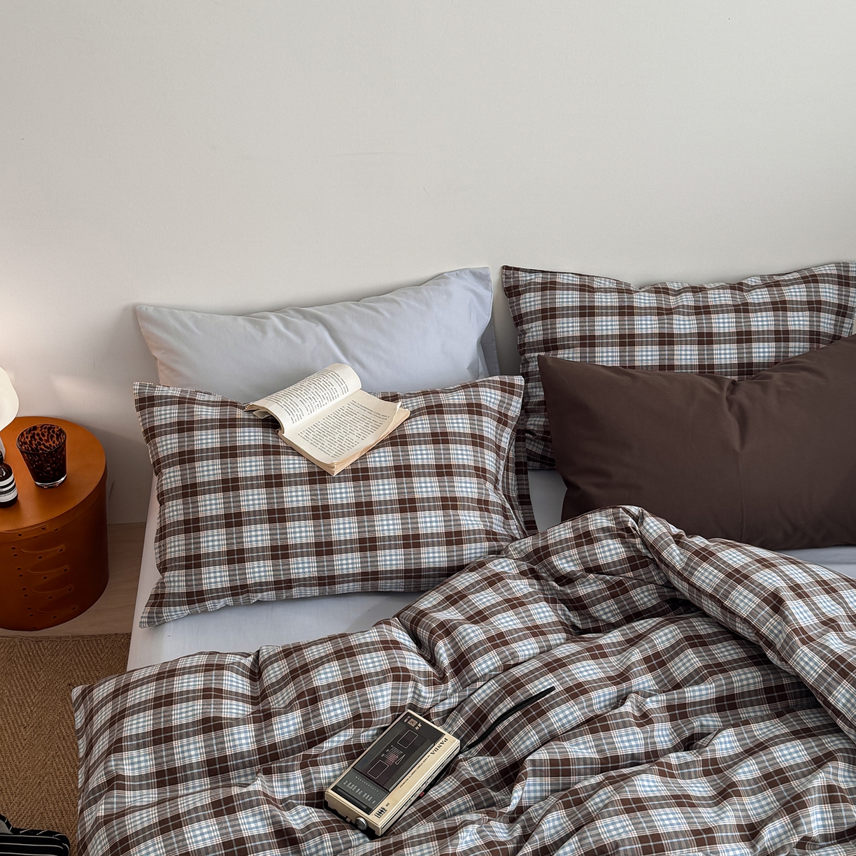 91家纺网 家纺一手货源 找家纺 蜜宿 2026新款全棉色织水洗棉四件套-薄荷微光 薄荷微光（枕套格纹）