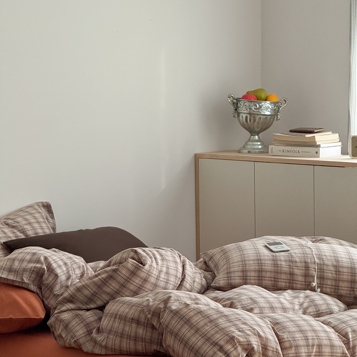 91家纺网 家纺一手货源 找家纺 蜜宿 2026新款全棉色织水洗棉四件套-茶色岛 茶色岛（枕套南瓜泥+格纹）