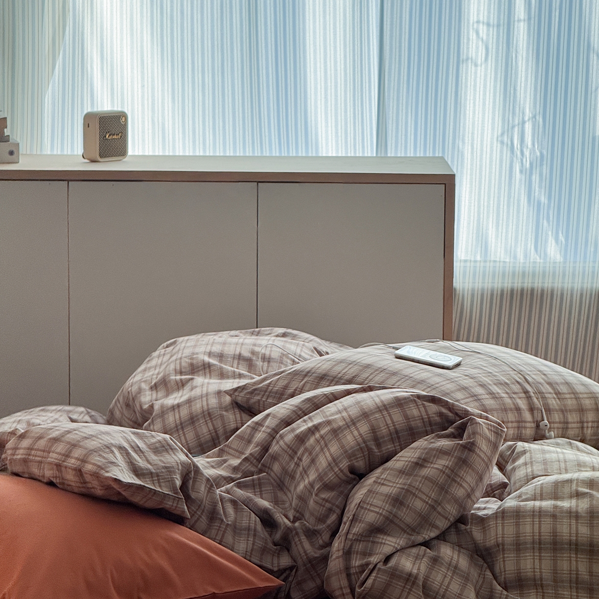 91家纺网 家纺一手货源 找家纺 蜜宿 2026新款全棉色织水洗棉四件套-茶色岛 茶色岛（枕套南瓜泥+格纹）