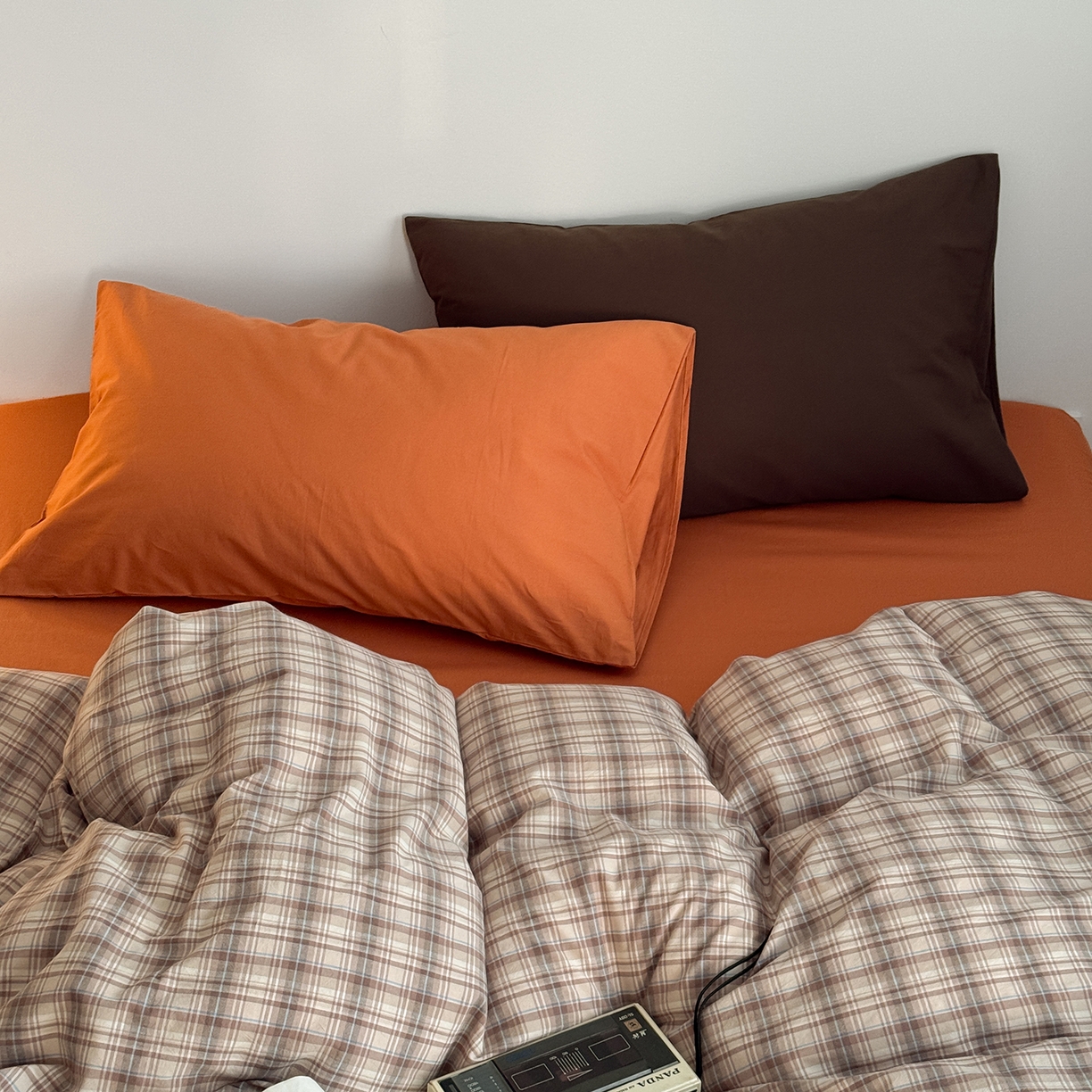 蜜宿 2026新款全棉色织水洗棉四件套-茶色岛 茶色岛（枕套南瓜泥+可可棕）