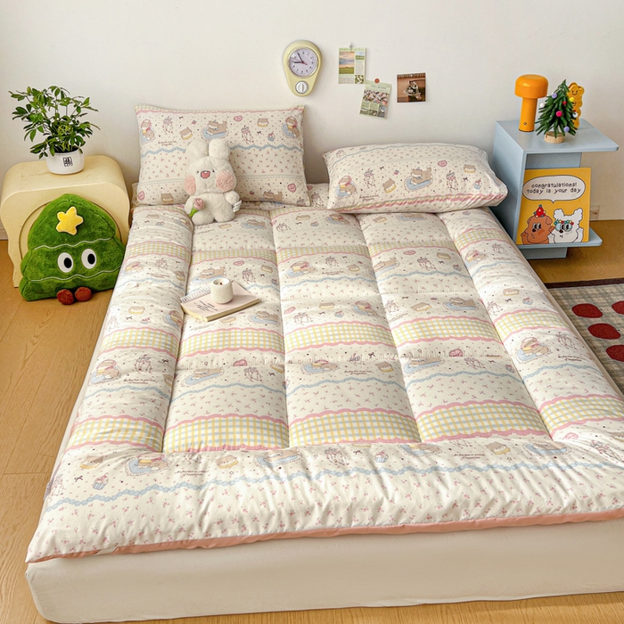 91家纺网 家纺一手货源 找家纺 艺菲阁家纺 2026新款水洗棉保暖亲肤床垫 耳机软猫